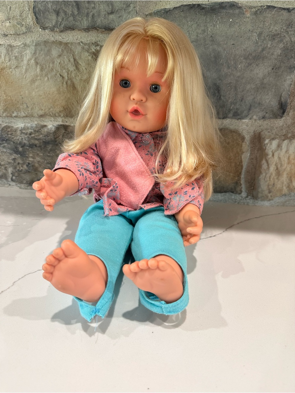Vintage Feber Doll Made in Spain Blonde Hair Blue Eyes  Poseable 18” Tall 1992